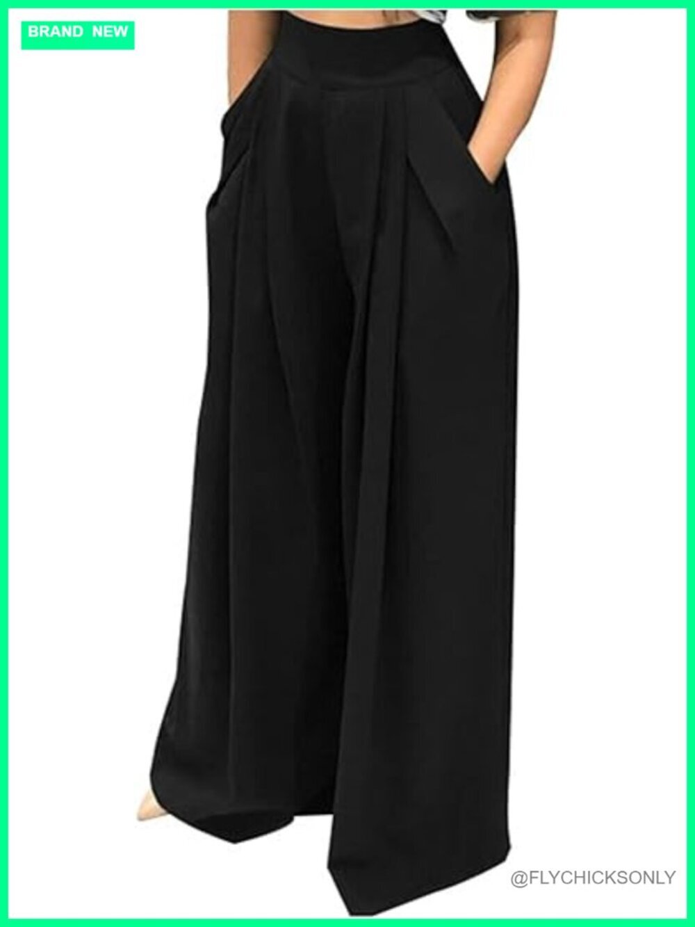 High Waist Wide Leg Palazzo Pants with Pockets Stretchy Trousers